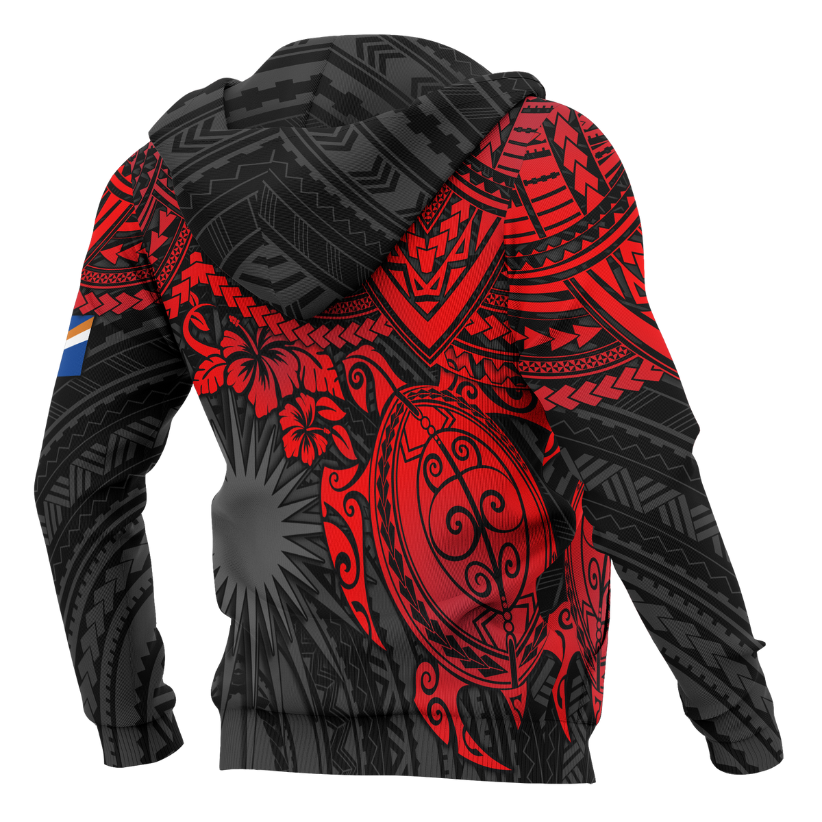 Marshall Islands Polynesian Zip up Hoodie Red Turtle - Polynesian Pride