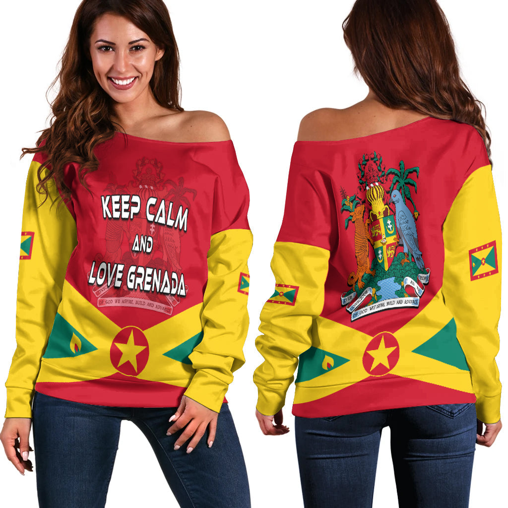 Grenada Women Off Shoulder Keep Calm and Love Grenada LT13 Women Art - Polynesian Pride