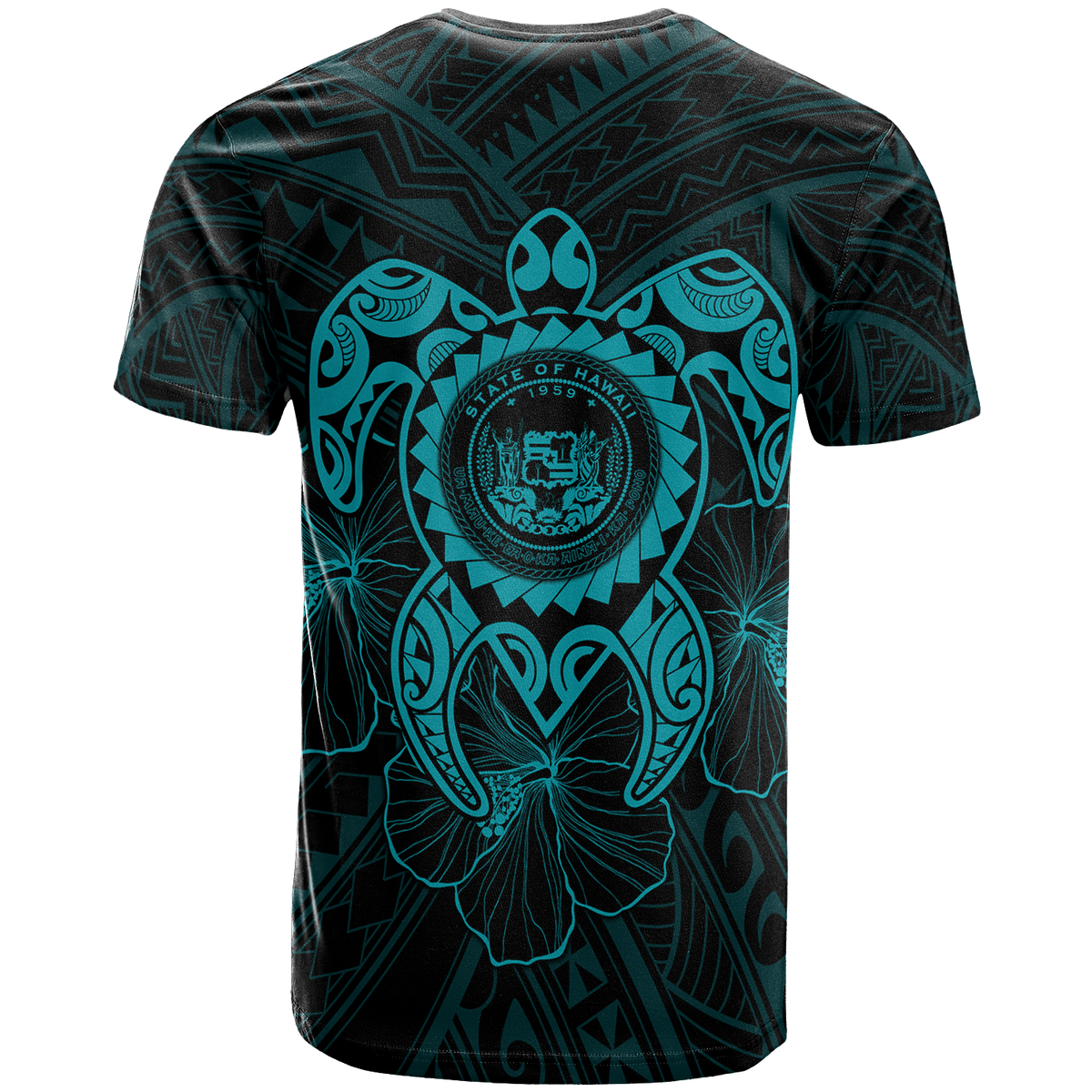 Hawaii Polynesian T Shirt Vintage Polynesian Turtle (Turquoise) - Polynesian Pride