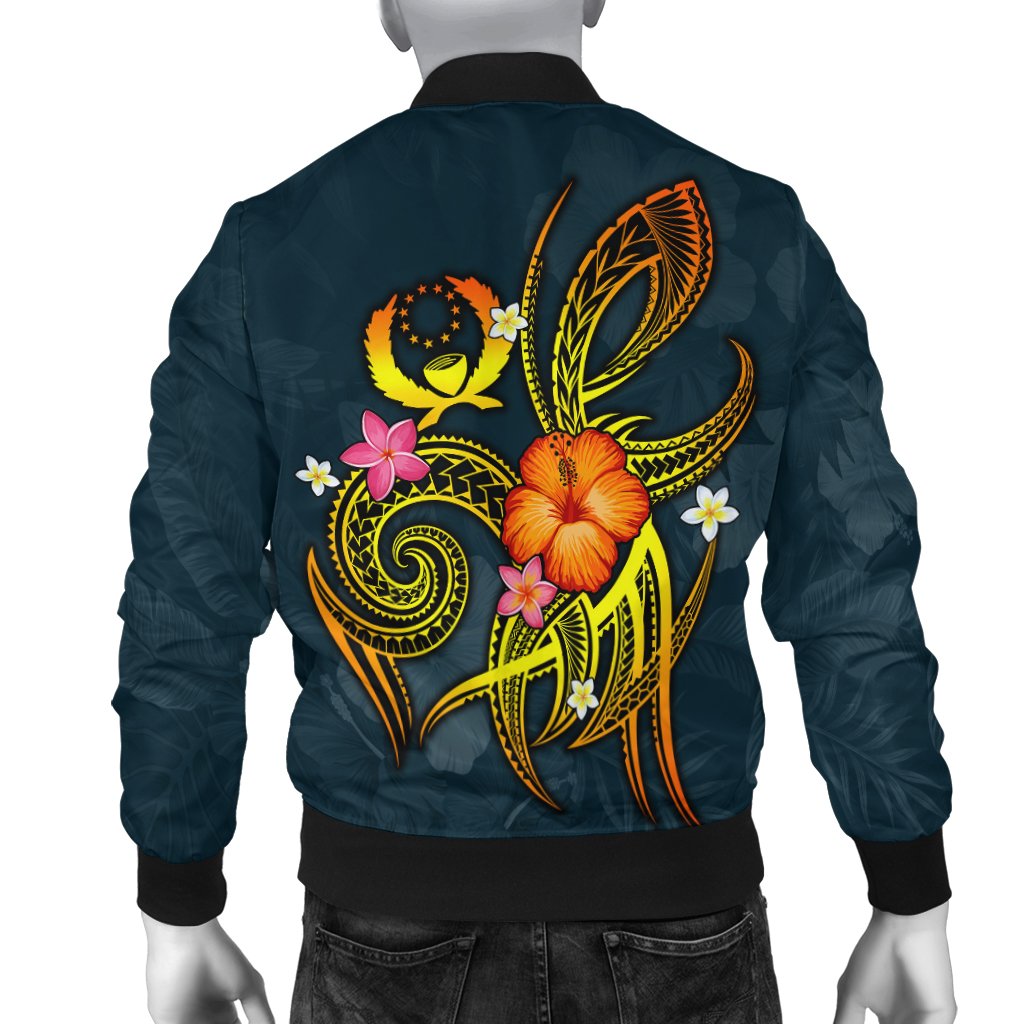 Pohnpei Polynesian Personalised Men's Bomber Jacket - Legend of Pohnpei (Blue) - Polynesian Pride