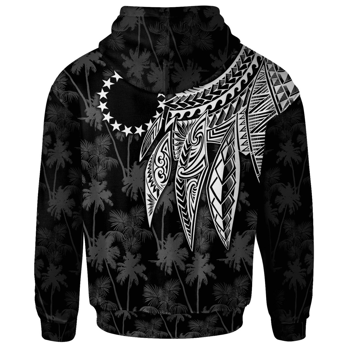 Cook Islands Zip up Hoodie Polynesian Wings (White) - Polynesian Pride
