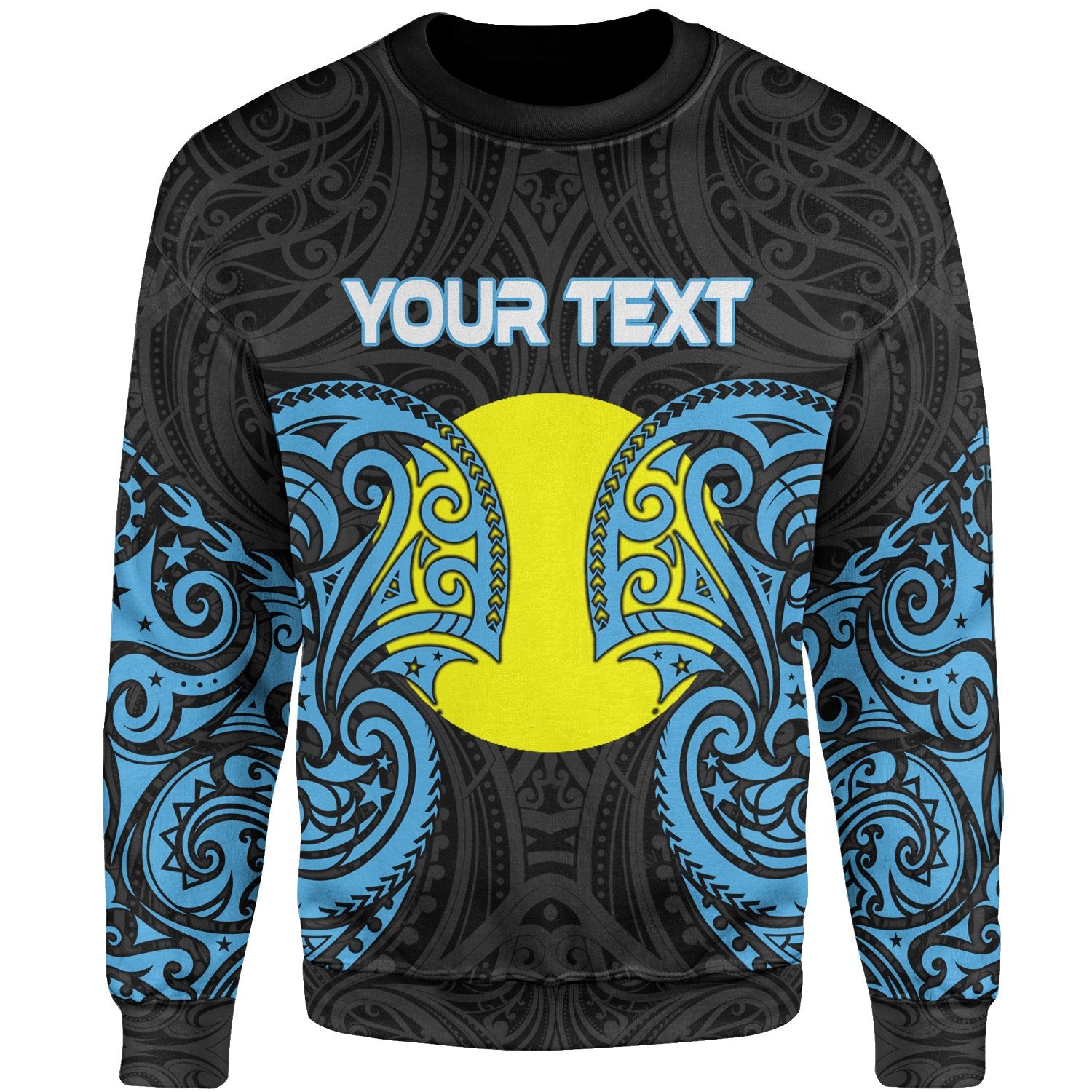 Palau Polynesian Custom Personalised Sweater - Spirit Style Blue Unisex Blue - Polynesian Pride