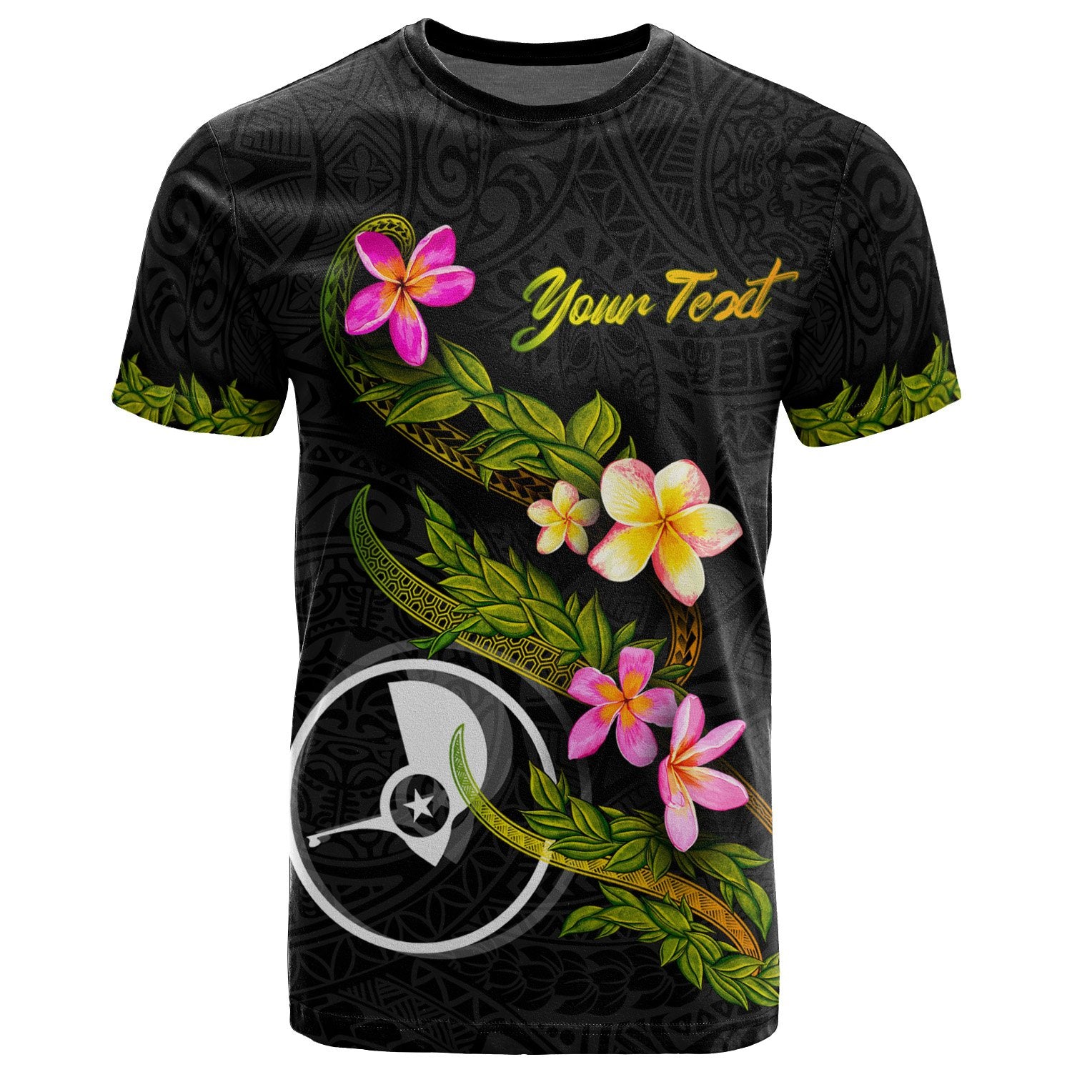 Yap Polynesian Custom T Shirt Plumeria Tribal Unisex Black - Polynesian Pride