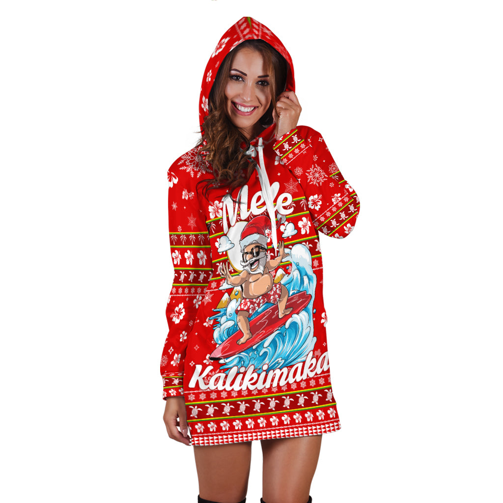 Hawaii Christmas Santas Surf Mele Kalikimaka Hoodie Dress - LT2 - Polynesian Pride