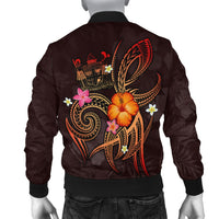 Fiji Polynesian Personalised Men's Bomber Jacket - Legend of Fiji (Red) - Polynesian Pride