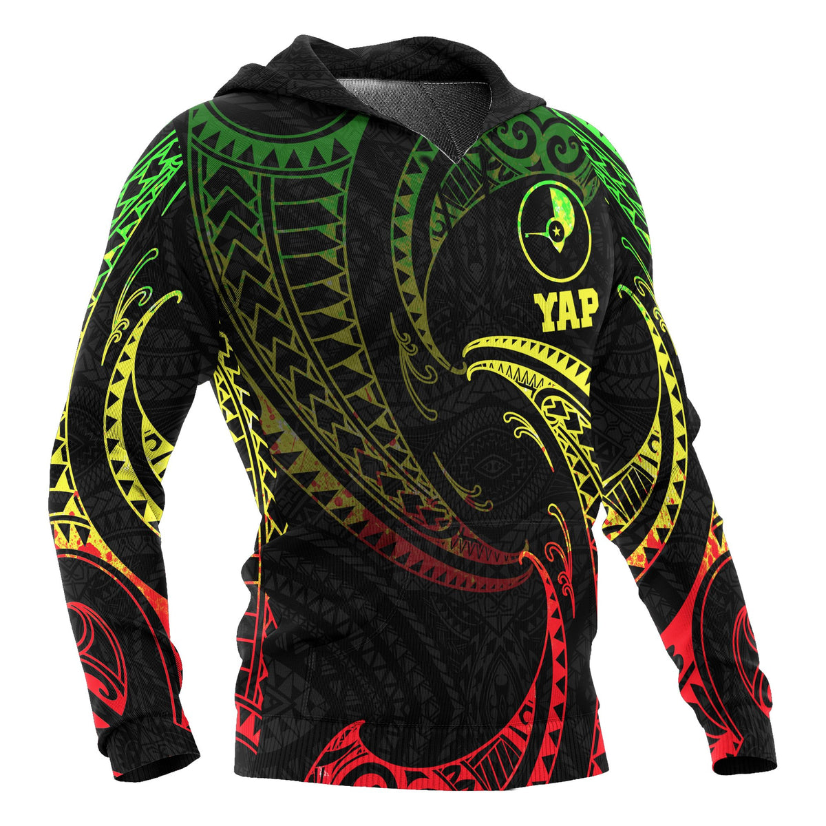 Yap Micronesia ll Over Hoodie Reggae Tribal Wave - Polynesian Pride