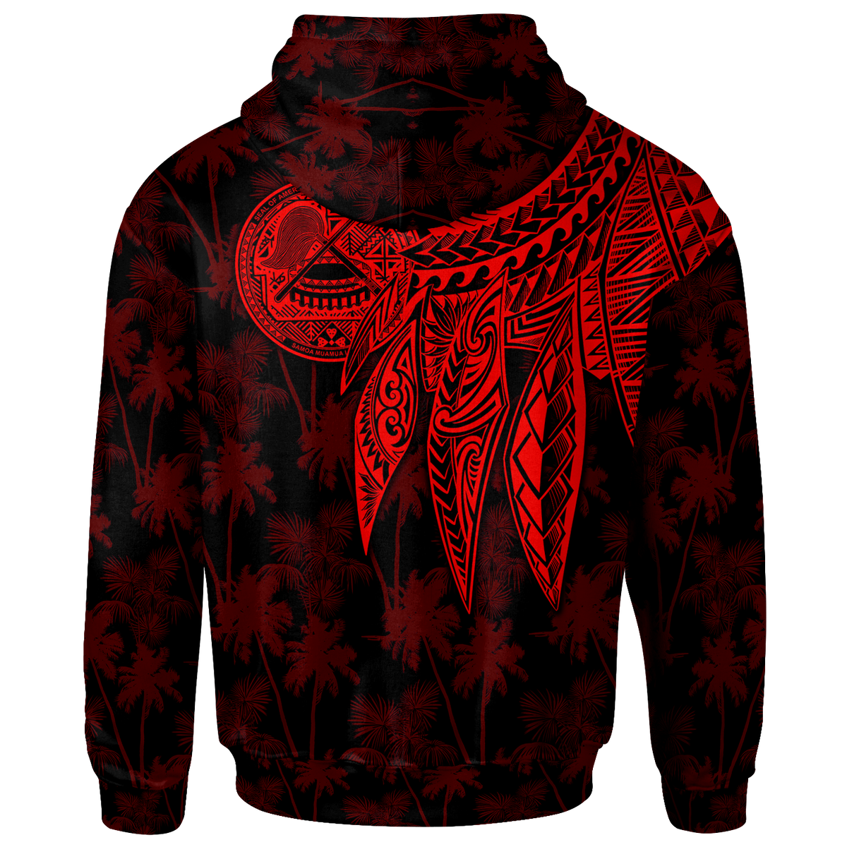 American Samoa Hoodie Polynesian Wings (Red) - Polynesian Pride