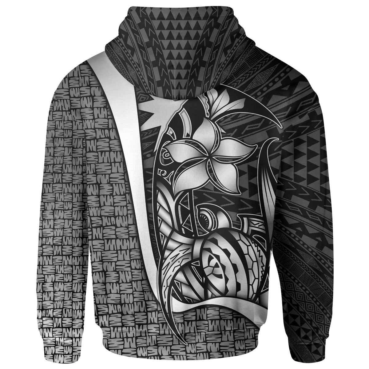 Nauru Polynesian Zip up Hoodie White Turtle with Hook - Polynesian Pride
