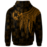 Tonga Custom Zip up Hoodie Polynesian Wings (Golden) - Polynesian Pride