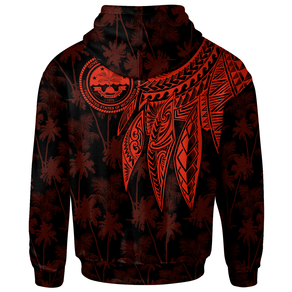 Federated States of Micronesia Zip up Hoodie Polynesian Wings (Red) - Polynesian Pride