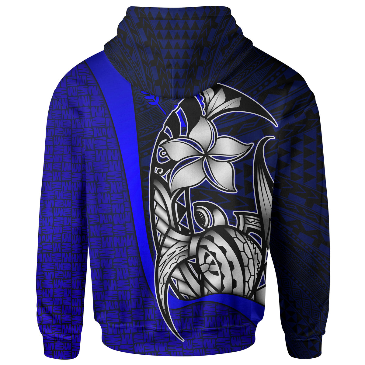 Kosrae Micronesian Zip up Hoodie Blue Turtle with Hook - Polynesian Pride