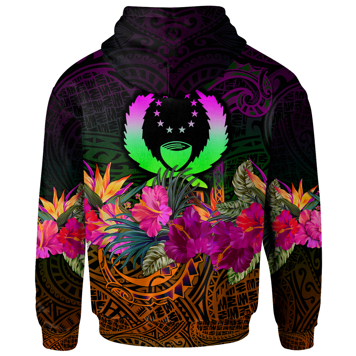 Pohnpei Zip up Hoodie Summer Hibiscus - Polynesian Pride