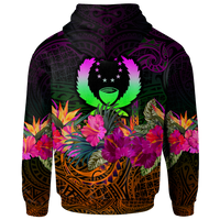 Pohnpei Zip up Hoodie Summer Hibiscus - Polynesian Pride