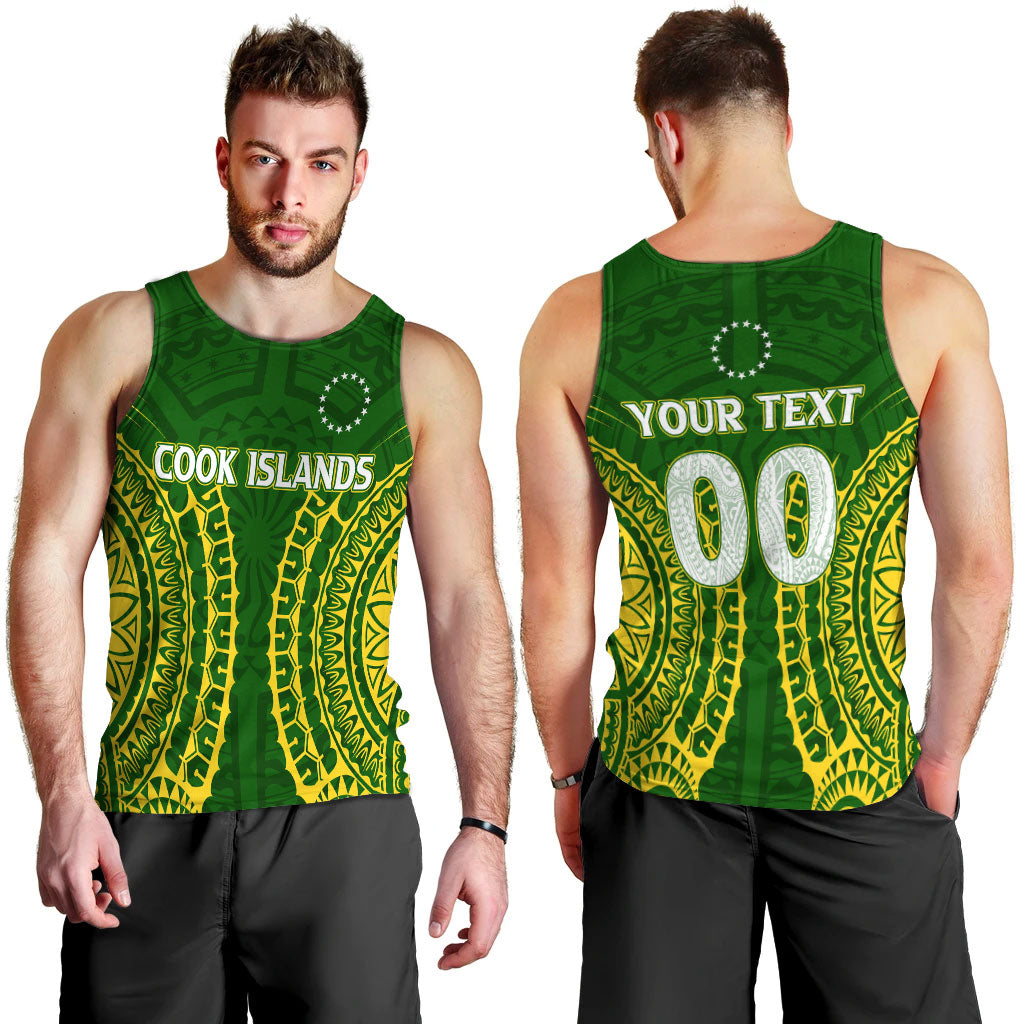 (Custom Personalised) Cook Islands Men Tank Top - Tribal Pattern - LT12 Green - Polynesian Pride