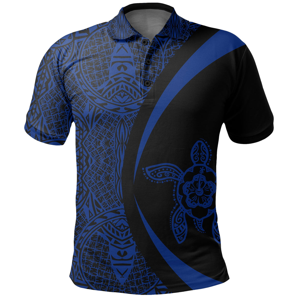 Hawaii Turtle Polynesian Polo Shirt Blue Circle Style - Polynesian Pride