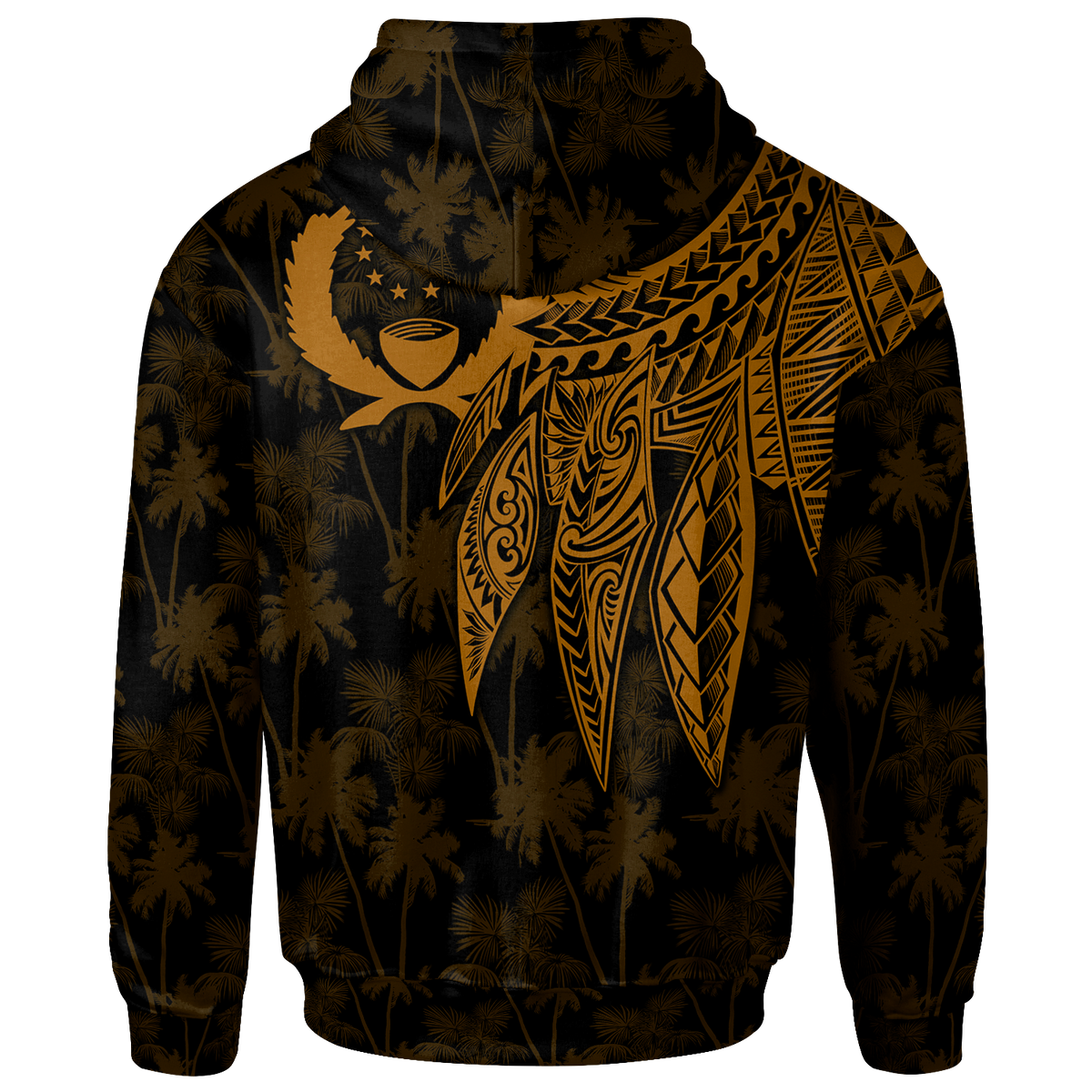 Pohnpei Custom Zip up Hoodie Polynesian Wings (Golden) - Polynesian Pride