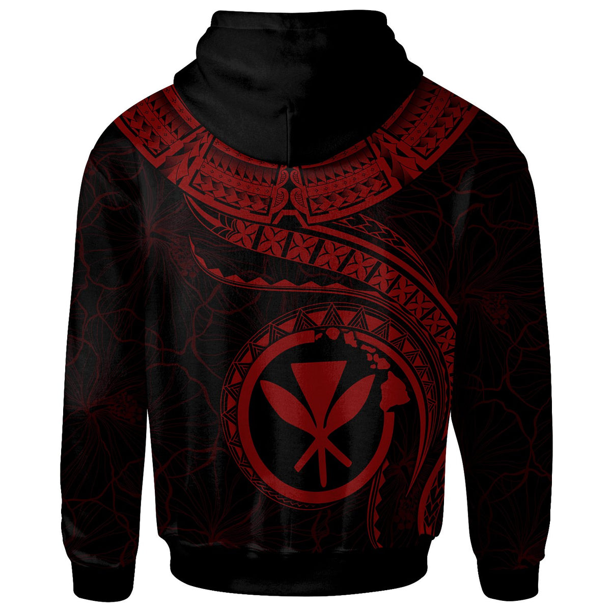 Polynesian Hawaii Kanaka Maoli Hoodie Hawaiian Waves (Red) - Polynesian Pride