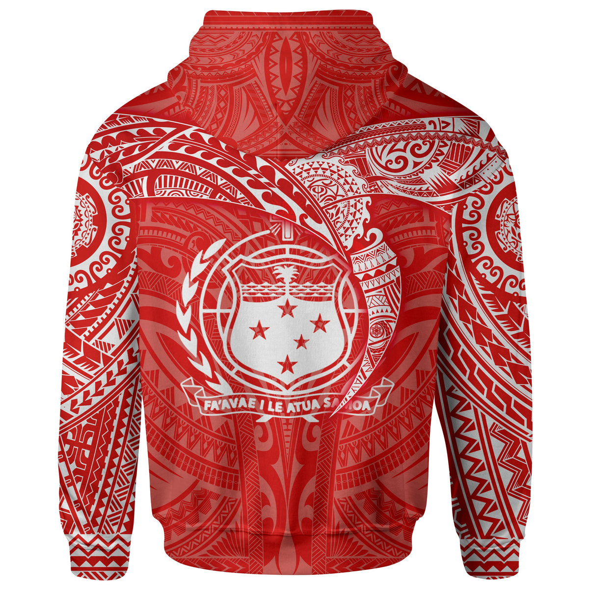 Samoa Polynesian Zip up Hoodie Red White Heart Shield - Polynesian Pride
