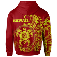Hawaii Polynesian Custom Hoodie Vintage Polynesian Turtle (Red) - Polynesian Pride