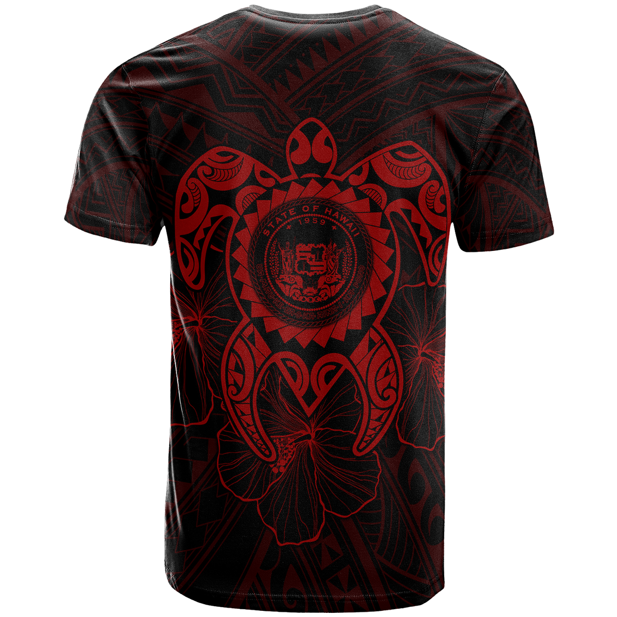 Hawaii Polynesian Custom T Shirt Vintage Polynesian Turtle (Red) - Polynesian Pride
