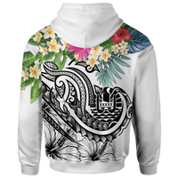 Tahiti Polynesian Zip up Hoodie Summer Plumeria (White) - Polynesian Pride