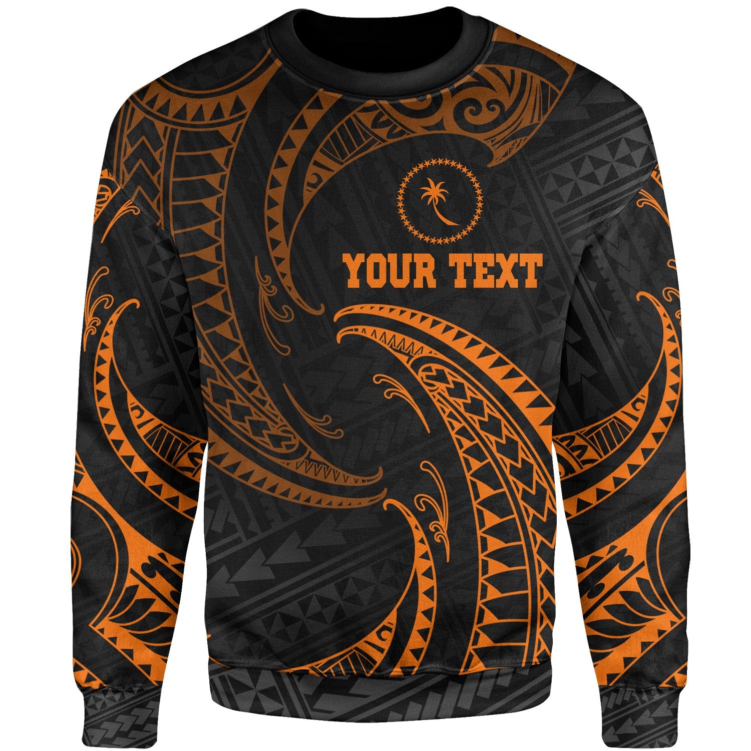 Chuuk Polynesian Custom Personalised Sweater - Orange Tribal Wave Unisex Orange - Polynesian Pride