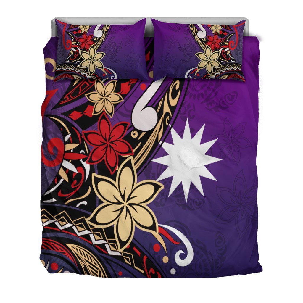 Nauru Bedding Set - Tribal Flower With Special Turtles Purple Color - Polynesian Pride