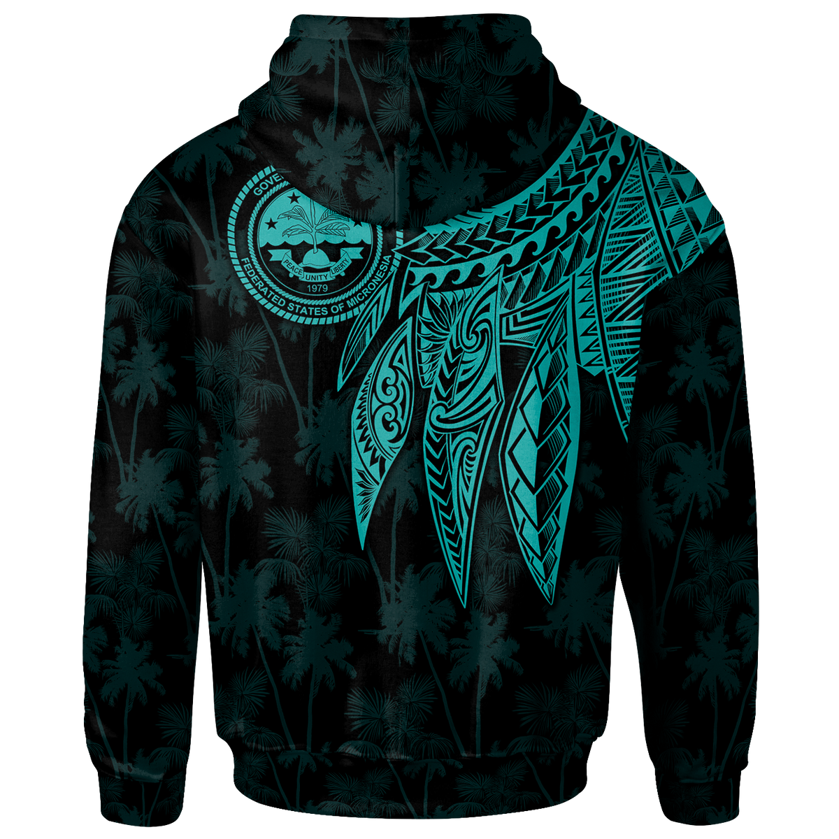 Federated States of Micronesia Hoodie Polynesian Wings (Turquoise) - Polynesian Pride