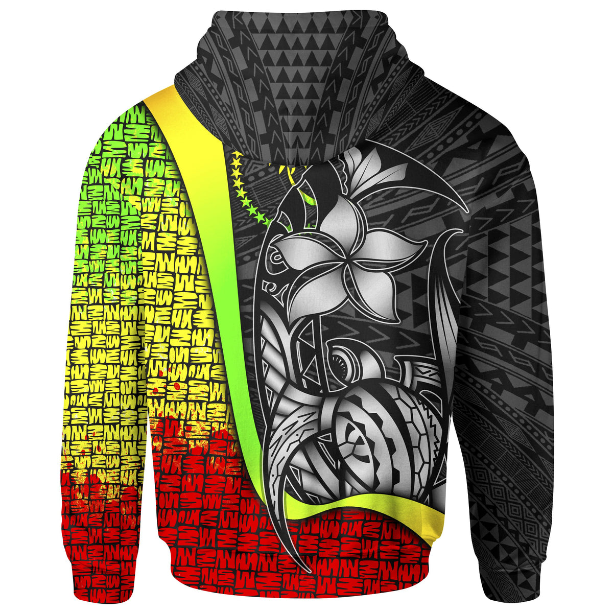 Chuuk Micronesian Zip up Hoodie Reggae Turtle with Hook - Polynesian Pride