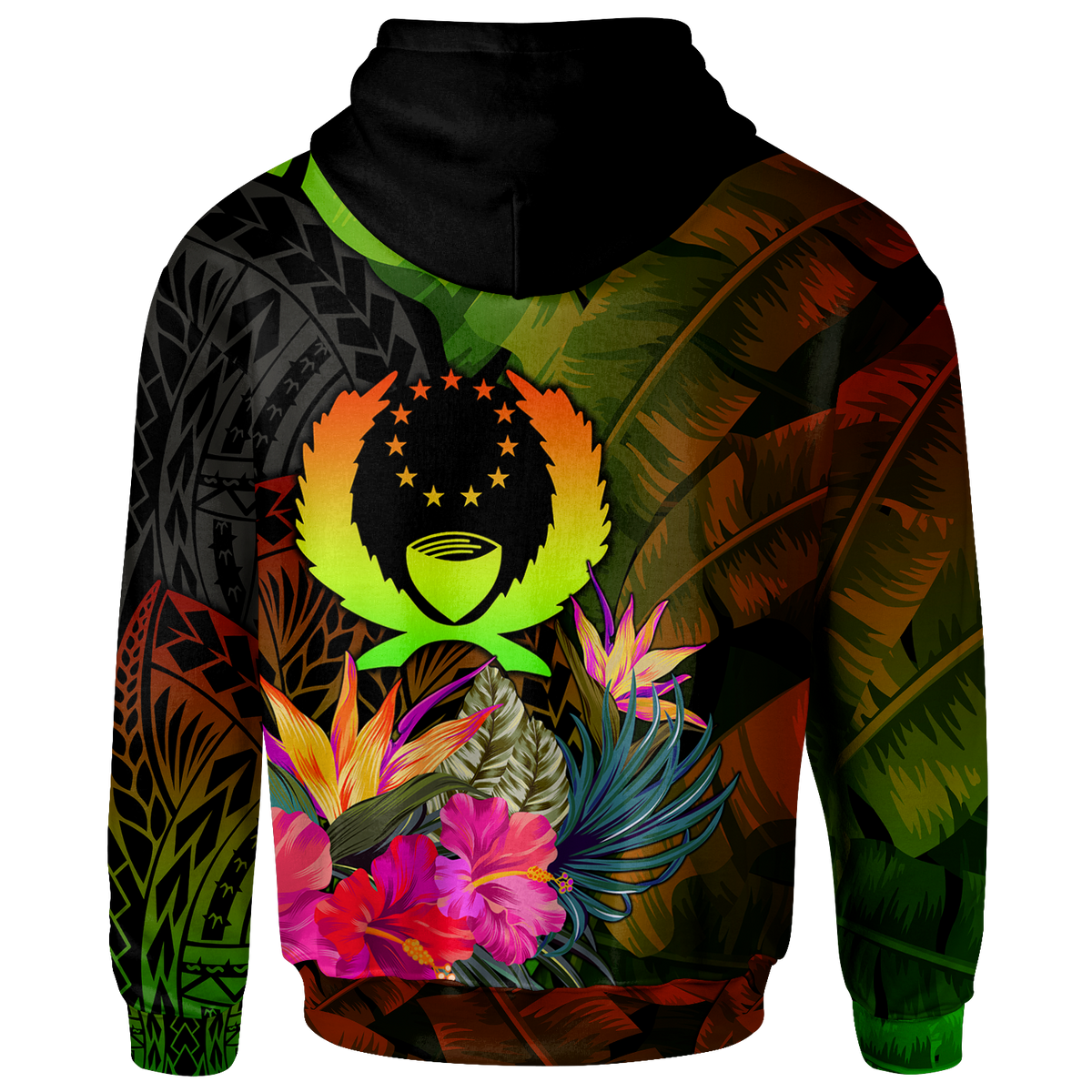 Pohnpei Polynesian Custom Zip up Hoodie Hibiscus and Banana Leaves - Polynesian Pride