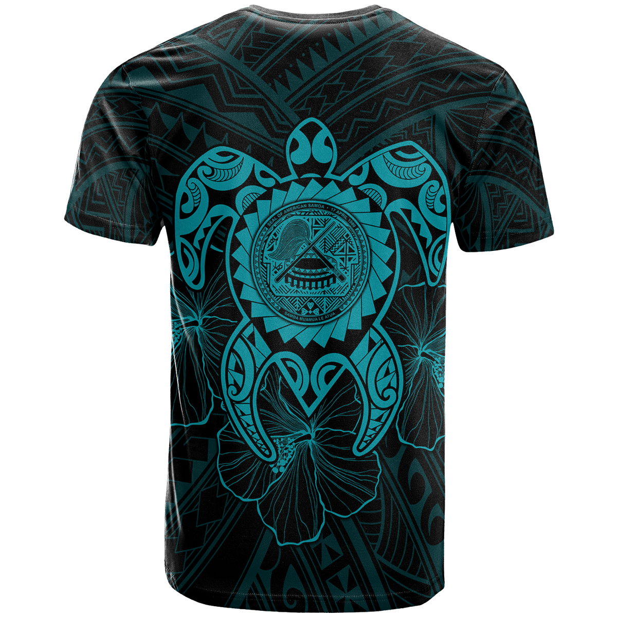 American Samoa Polynesian T Shirt Vintage Polynesian Turtle (Turquoise) - Polynesian Pride
