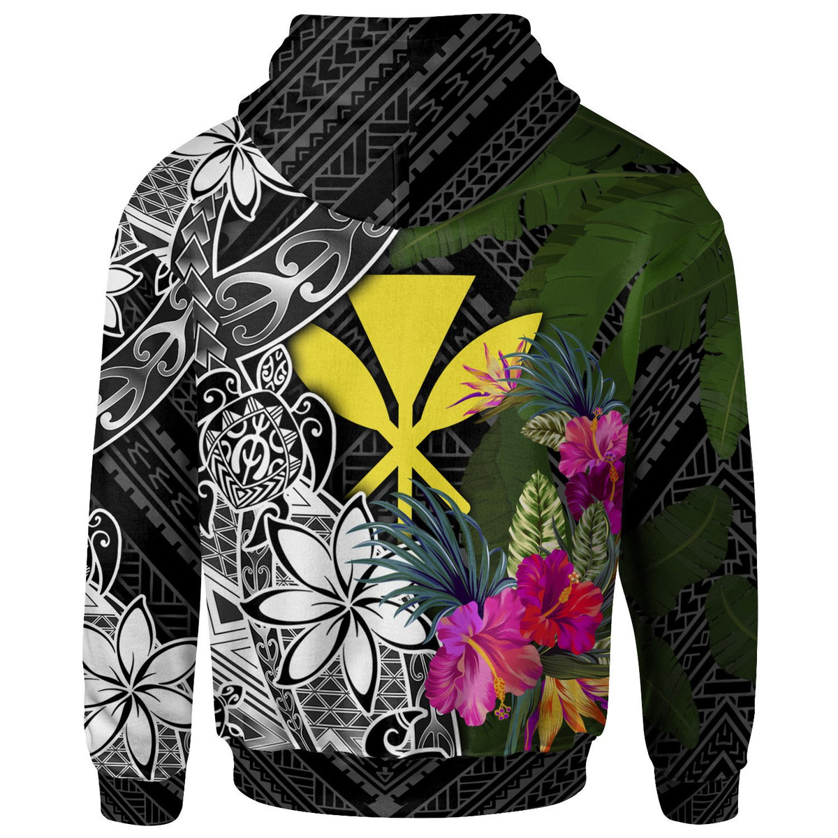 Hawaii Custom Zip up Hoodie Turtle Plumeria Banana Leaf - Polynesian Pride