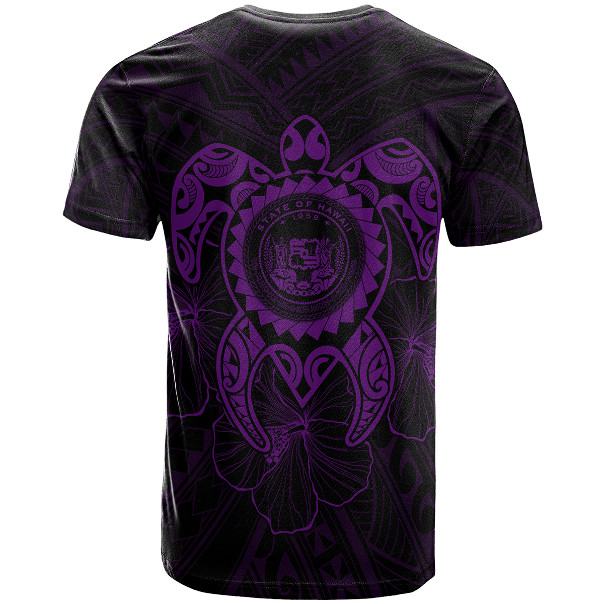 Hawaii Polynesian Custom T Shirt Vintage Polynesian Turtle (Purple) - Polynesian Pride