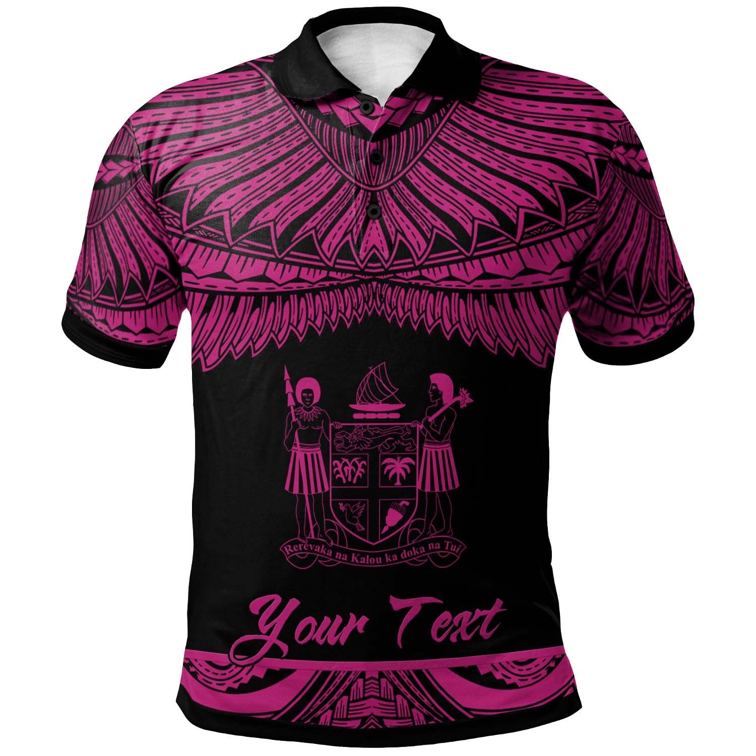 Fiji Custom Polo Shirt Polynesian Tattoo Pink Version Unisex Pink - Polynesian Pride