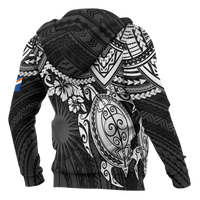 Marshall Islands Polynesian Zip up Hoodie White Turtle - Polynesian Pride