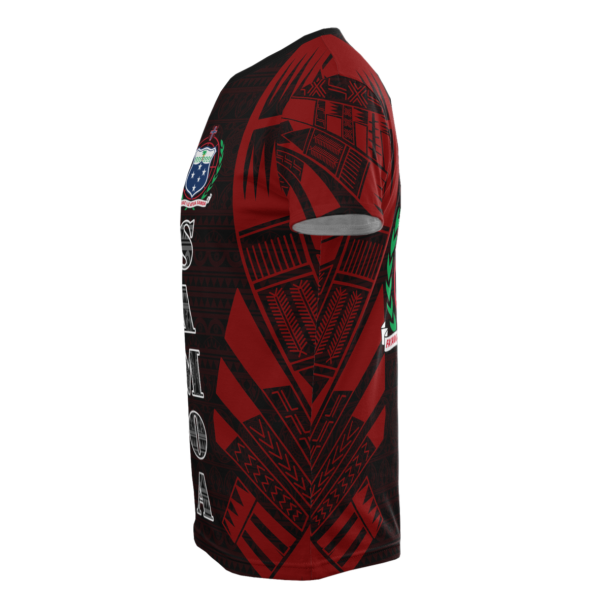 Samoa T Shirt Samoan Coat of Arms Polynesian Tattoo Red Style - Polynesian Pride
