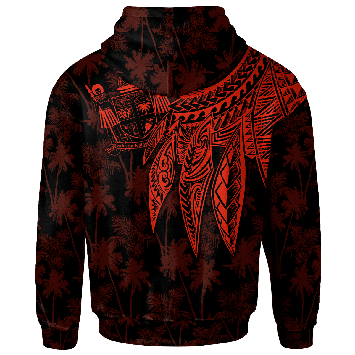 Fiji Custom Hoodie Polynesian Wings (Red) - Polynesian Pride