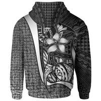 Tahiti Polynesian Zip up Hoodie White Turtle with Hook - Polynesian Pride