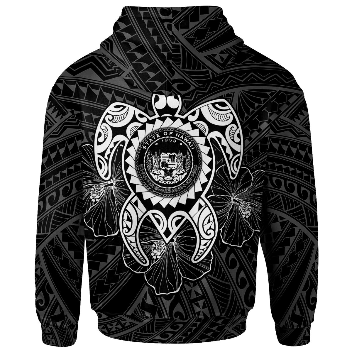 Hawaii Polynesian Hoodie Vintage Polynesian Turtle (White) - Polynesian Pride