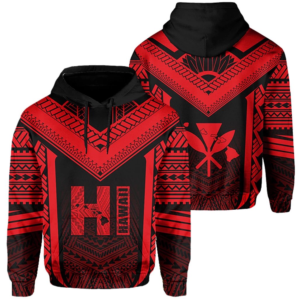 Hawaiian Kanaka Polynesian Hoodie Active Red Unisex Red - Polynesian Pride