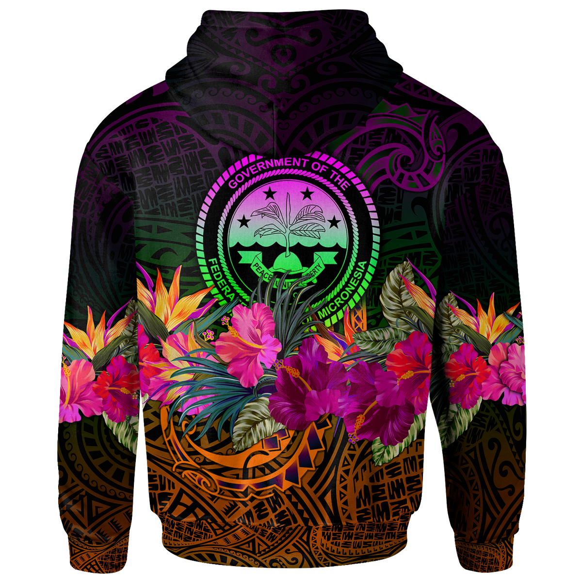 Federated States of Micronesia Custom Zip up Hoodie Summer Hibiscus - Polynesian Pride