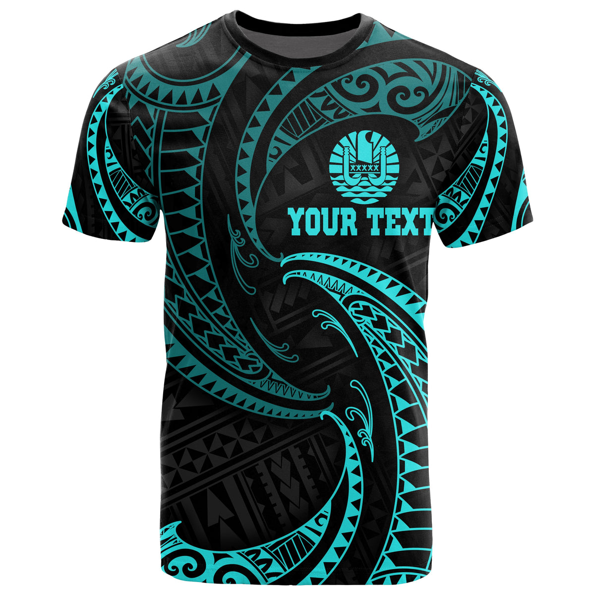 Tahiti Polynesian Custom T Shirt Neon Blue Tribal Wave Unisex Blue - Polynesian Pride