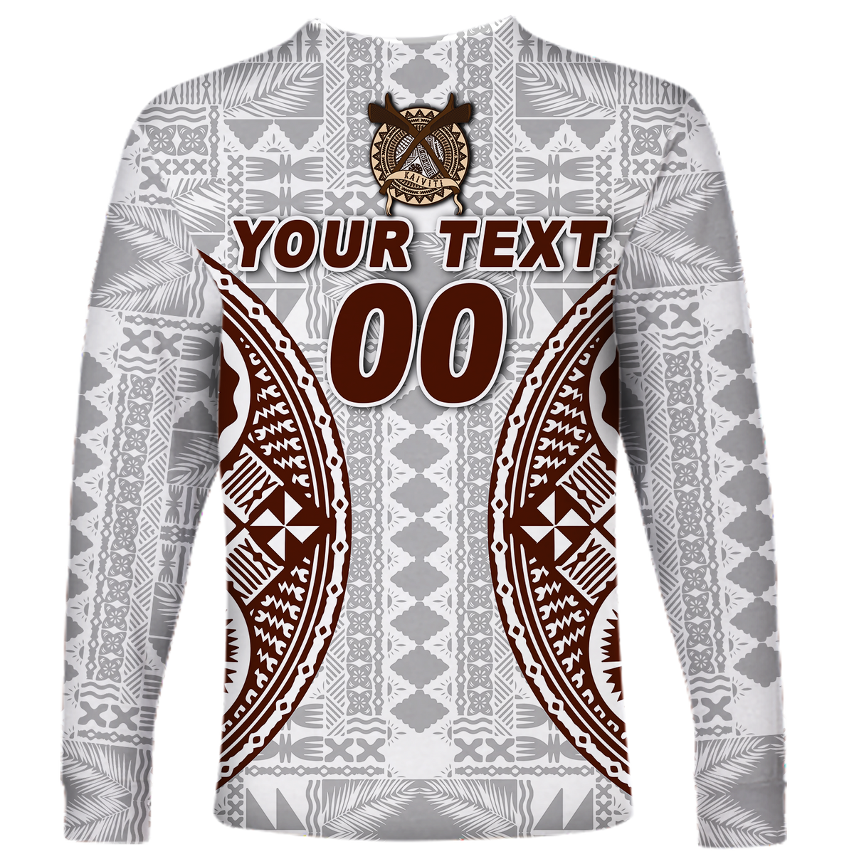 (Custom Personalised) Fiji Kaiviti Tapa Pattern Long Sleeve Shirt - LT12 - Polynesian Pride