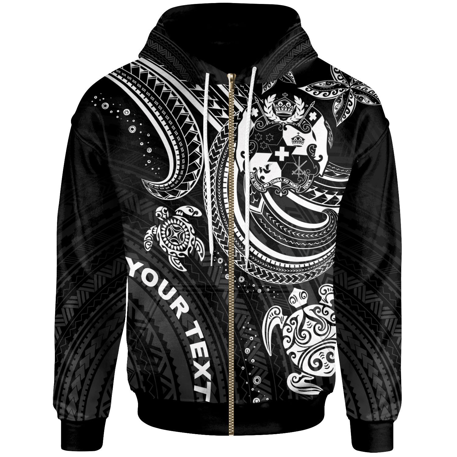 Tonga Custom Zip up Hoodie White Turtle Unisex White - Polynesian Pride