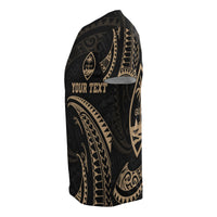 Guam Polynesian Custom T Shirt Gold Tribal Wave - Polynesian Pride