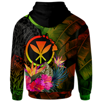 Polynesian Hawaii Kanaka Maoli Polynesian Custom Hoodie Hibiscus and Banana Leaves - Polynesian Pride