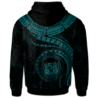 Polynesian Hawaii Custom Zip up Hoodie Hawaiian Waves (Turquoise) - Polynesian Pride