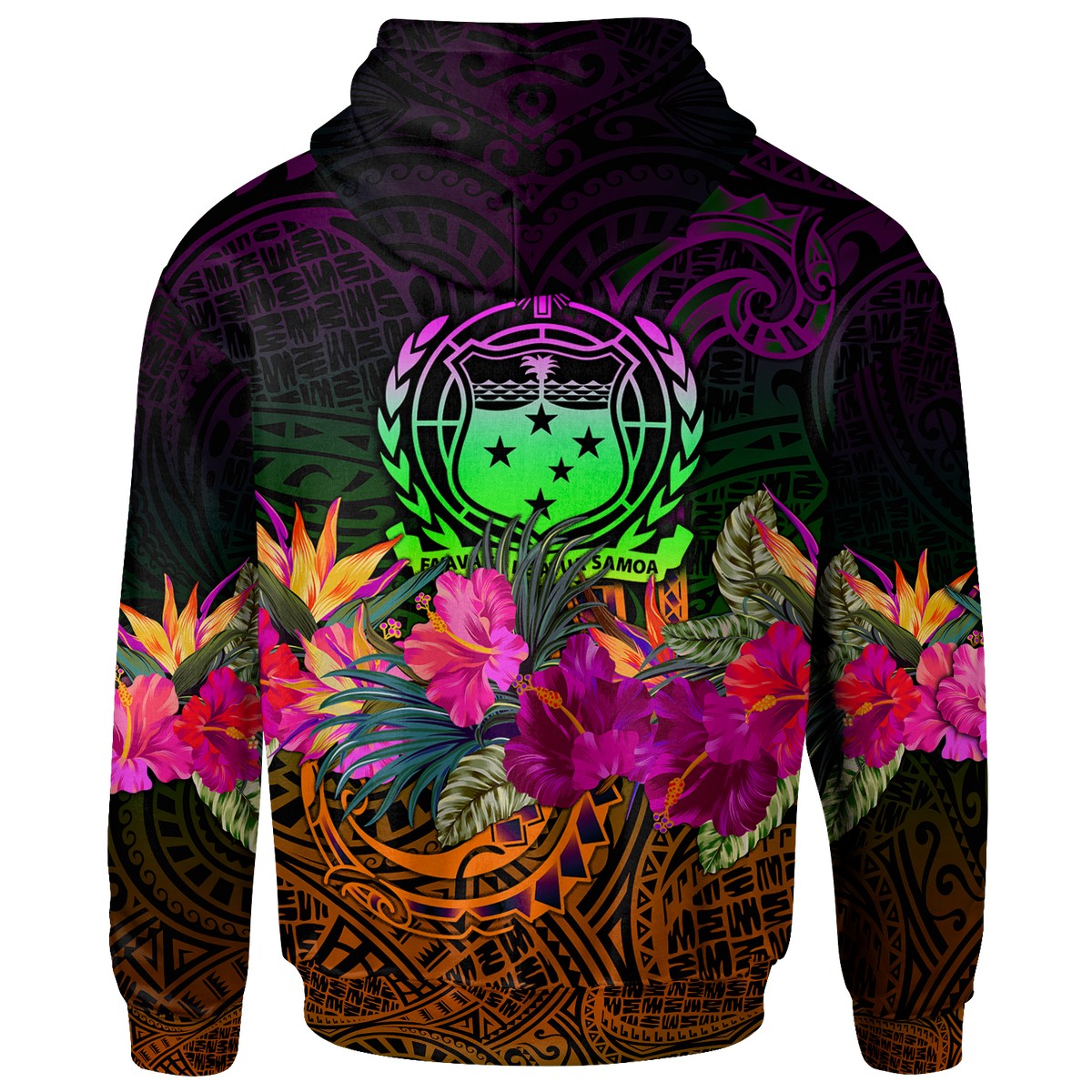 Samoa Custom Zip up Hoodie Summer Hibiscus - Polynesian Pride