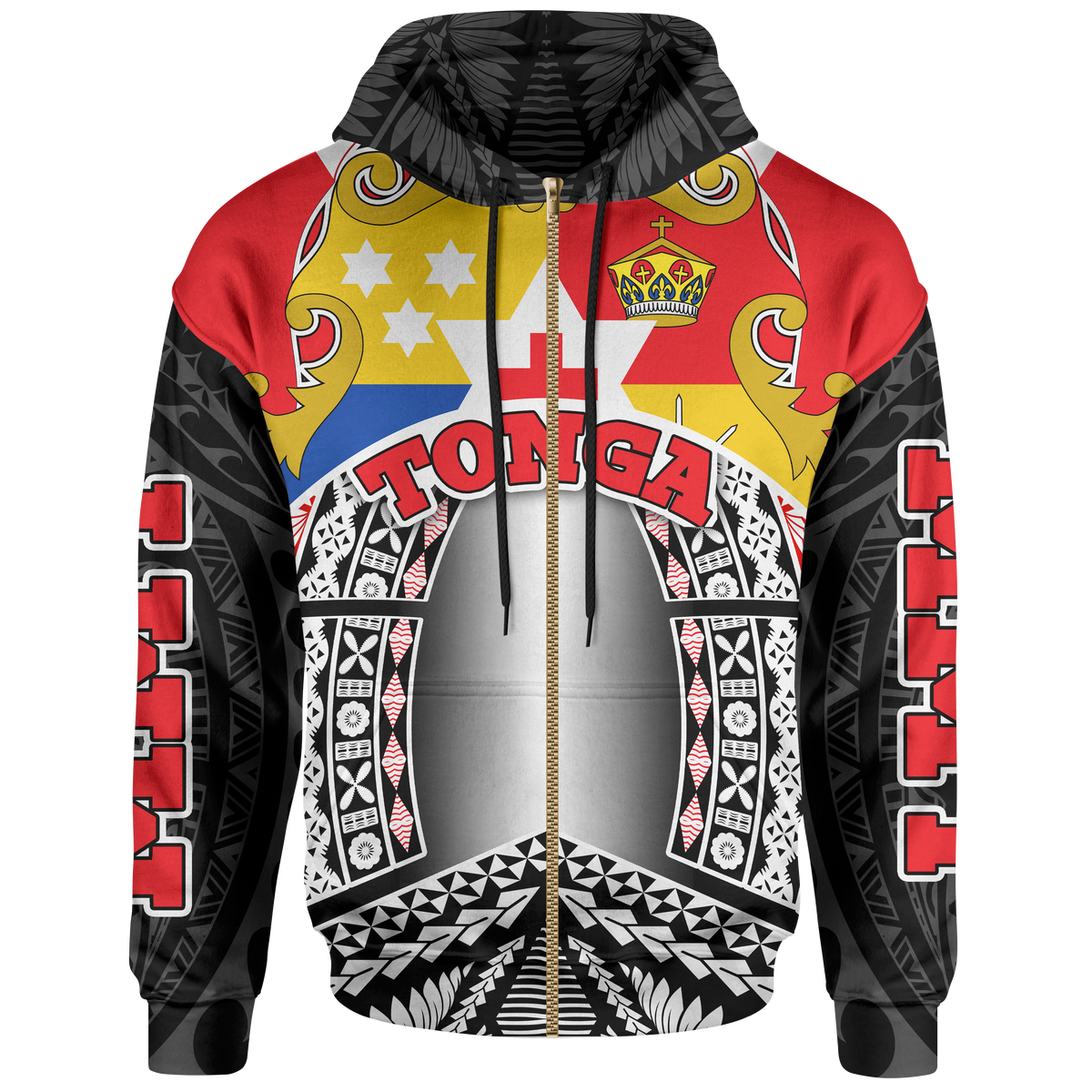 Tonga Polynesian Zip up Hoodie MMT Space Style Unisex Black - Polynesian Pride