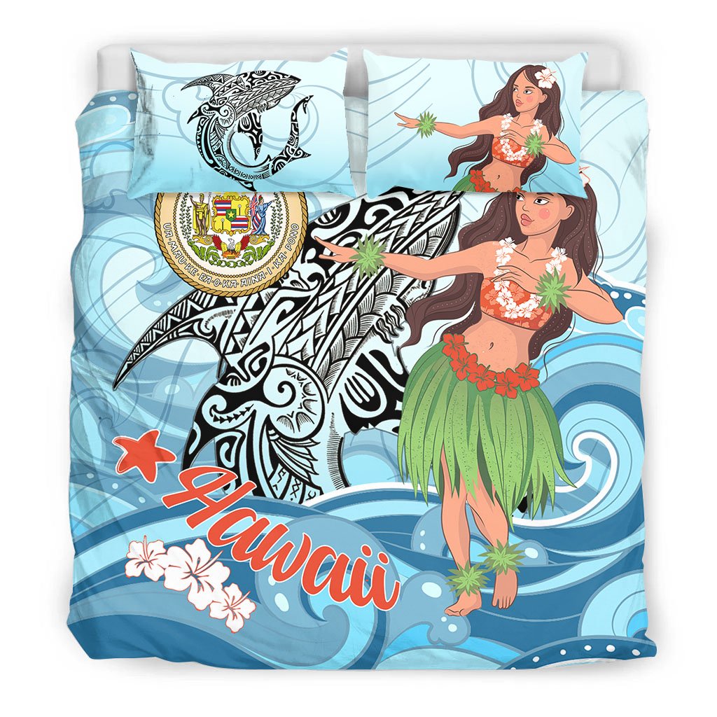 Hawaii Bedding Set - Polynesian Girls With Shark - Polynesian Pride